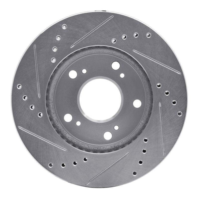 Acura ILX Brake Rotor (1) - Front Right - R1 Concepts - Drilled & Slotted - Silver - `12-`15